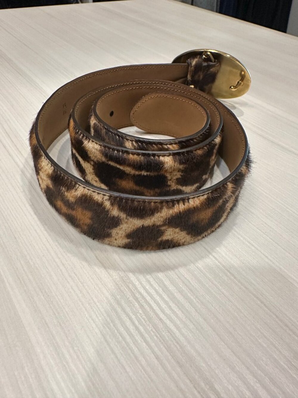 Prada Leopard Print Calf Hair and Leather Belt - Picture 3 of 6